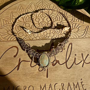 สร้อยคอทำมือประดับเทอร์ควอยซ์แบบมาคราเม่ สร้อยลูกปัดคลาสสิก สไตล์พุทธศาสนา ประดับอัญมณีสีน้ำเงิน ขายส่ง - Product Image 2