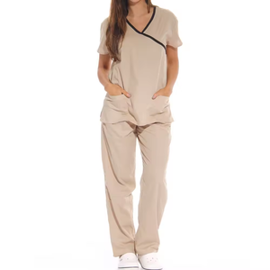 Wholesale High Quality Women Medical Scrub Uniform <b>Set</b> V-Neck Stretch Nurse Hospital <b>Doctor</b> Workwear Dental Clinic Salon Wear - Product Image 1