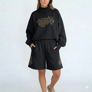 ชุดเซ็ตฤดูหนาวคอเต่าแบบสั้นสำหรับผู้หญิง เนื้อผ้านุ่ม อุ่นสบาย ใส่ได้ทุกวัน เหมาะสำหรับอากาศหนาว - Product Image 1