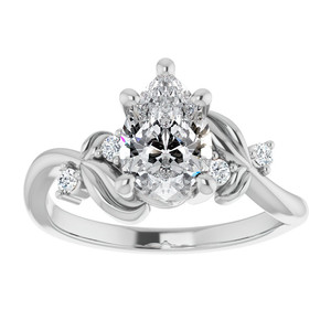 แหวนเพชรทรงลูกแพร์ประดับลายดอกไม้ ทอง 18k/22k ได้รับการรับรองจาก IGI สำหรับผู้หญิงและเด็กผู้หญิง สวมใส่ในวันครบรอบ - Product Image 1