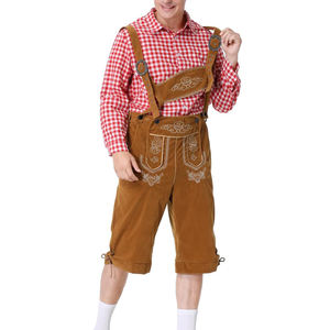 Pantalones de cuero Lederhosen cortos con bordado clásico y tirantes, conjunto de pantalón largo y camisa bordada. - Product Image 1