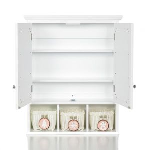 Armadietto da Bagno a 2 Ante con 2 Ripiani Regolabili e 3 Contenitori Stile Natalizio, Armadietto Portamedicinali, Specchio da Bagno - Product Image 5