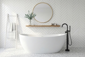 Freestanding Acrylic Bathtub FW-8814-55 - Modern Durable Oval Shape Soaking Tub with Eco-Friendly Design for <b>Bathroom</b> - Product Image 5