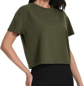Custom Women Workout <b>Crop</b> <b>Tops</b> Oversized T-Shirts Cotton Short Sleeve Boxy Shirts - Product Image 3