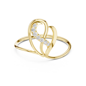 Anillo solitario de oro amarillo macizo de 14k para mujer, con diamante de corte redondo minimalista en forma de hoja, para compromiso, aniversario, regalo de boda - Product Image 1