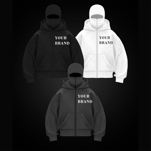 เสื้อฮู้ดบัลลาคลาวาแบบนินจาสำหรับผู้ชาย รุ่นโอเวอร์ไซส์ ผ้าฟลีซสองชั้นหนานุ่ม ไซส์พลัส สตรีทแวร์ เสื้อฮู้ดซิปหน้าสำหรับฤดูหนาว - Product Image 3