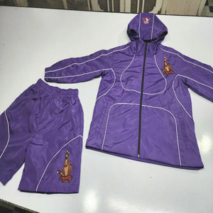 Custom Streetwear Nylon Windbreaker Short Set OEM Supplier Men's Lightweight Windproof Nylon Jacket and Shorts Set - Product Image 2
