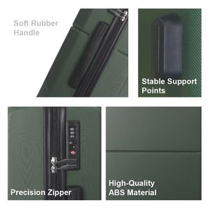 Set Valigie Premium in ABS Verde 3 Pezzi 20'' 24'' 28'' con Manico Multi-Posizione Ruote Silenziose Girevoli Approvato TSA - Product Image 3