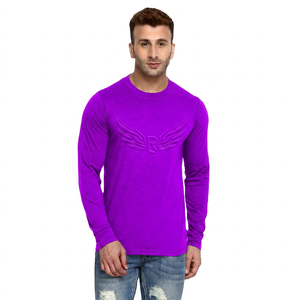 Men's <b>Black</b> <b>Long</b> <b>Sleeve</b> <b>T</b>-<b>Shirt</b> With Embossed Wings Logo O-Neck Casual Fit Knitted Fabric - Product Image 5