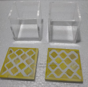 Luxury Acrylic <b>Wooden</b> Mop Work Container Modern <b>Plant</b> Yellow Morocon Dessert Container Acrylic Lid Different Sizes for Weddings - Product Image 3