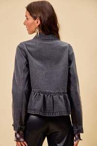 Chaqueta vaquera SO ME con dobladillo peplum, botones frontales y bolsillos - Product Image 6