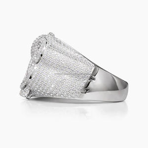 Anillo Único con Diseño de Símbolo de Dólar en Plata de Ley 925 con Incrustaciones de Diamantes, Estilo Vintage para Compromiso o Boda, Estilo Hip Hop Unisex - Product Image 4