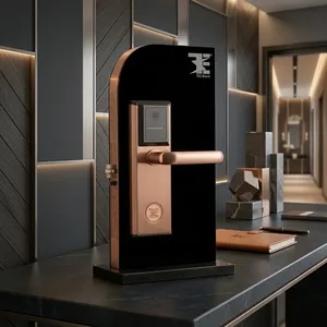 Serrure de porte intelligente TES 301 SB Or Rose pour hôtel avec système de contrôle d'accès par clé mobile RFID - Serrure numérique sécurisée - Product Image 2