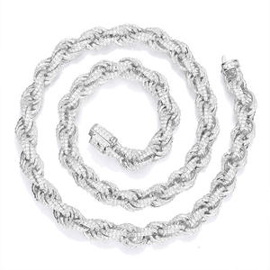 Collar de Cadena con Eslabones de Moissanita Brillante, Plata 925, Certificado GRA, Chapado en Oro y Platino, Joyería Geométrica Unisex Estilo Hip Hop, 18.5g - Product Image 1