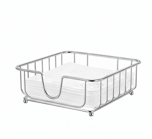 Porte-serviettes élégant en acier inoxydable avec finition argentée, parfait pour la vaisselle et la décoration de table à la maison. - Product Image 1