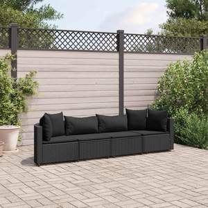 Juego de 4 Sofás Negros para Patio y Jardín, Elegante Conjunto de Sofás para Exteriores - Product Image 1