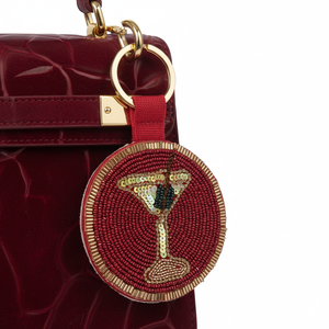 Classic Beaded Flower Keychain Leather <b>Bag</b> <b>Charm</b> Gold Tone Metal Pendant Decorative Accessory for Handbags BY MULTI CRAFT - Product Image 2