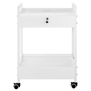 Carrello da Laboratorio a 2 Ripiani in Acciaio Inossidabile con 2 Cassetti, Carrello di Servizio con Ruote Girevoli, Vernice Bianca, Carrelli Portaoggetti in Plastica - Product Image 1