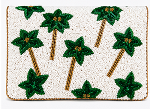 Palm Tree Beaded Clutch | Handmade Tropical Envelope <b>Bag</b> | <b>Summer</b> Statement Evening Purse| Handmade <b>Summer</b> <b>Bag</b> - Product Image 5