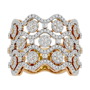 Luxury 18K Gold <b>Cuff</b> <b>Bracelet</b> With Round Diamond Geometric Design Rhodium Plated Women's Wedding Jewelry - Product Image 3