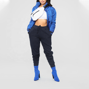 Wholesale Blue <b>Quilted</b> Puffer Jacket Women Winter Stand Collar Full Sleeve <b>Thick</b> Polyester Wadding Short Length Zipper Closure - Product Image 4