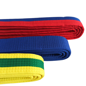 Custom Logo 100% Cotton Stretch Multi-Color Stripe Lightweight Breathable Durable Unisex Martial <b>Arts</b> Training Belt Judo BJJ - Product Image 2