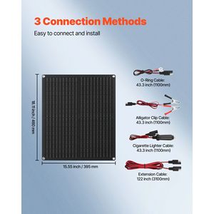 30W 12V Portable Solar Panel Battery Charger Smart Controller 3 Connections Flexible Trickle Charger Maintainer Max PV <b>5V</b> - Product Image 5