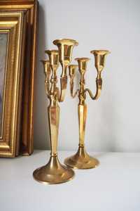 Vintage three arm candelabrums Set of two <b>brass</b> candelabrums Three arm <b>candlestick</b> holders Vintage candelabrum <b>Brass</b> - Product Image 3
