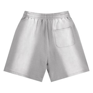 New Arrivals Custom Logo Mens Distressed Sweat Shorts Oversized Casual Streetwear Drawstring Cotton Gym Lounge Shorts <b>Light</b> Gray - Product Image 2