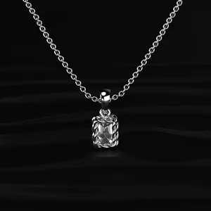 Colgante de Diamante Corte Radiante con Marco de Cuerda Trenzada, Diamante Cultivado en Laboratorio CVD de Color D-E con Claridad VVS-VS, Certificado IGI - Product Image 5