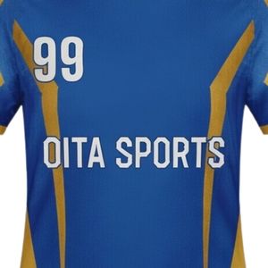 Maillot de handball sublimé bleu et or pour homme, manches courtes, en polyester, pour l'entraînement et les matchs, tenue de performance pour équipe - Product Image 5