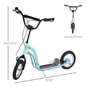 Monopattino Blu da 12 Pollici con Freni a Pinza Anteriori e Posteriori, Ruote Gonfiabili per Bambini 5+ Anni - Leggero in Alluminio - Product Image 3