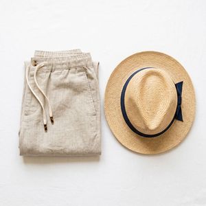Shorts chino pour homme, taille élastique, 100% coton, shorts décontractés d'été avec poches, couleur unie, légers, respirants, logo personnalisé - Product Image 3