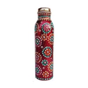 Botella de Agua Metálica con Diseño Floral de Tendencia, Roja, Portátil, para Viajes, con Tapa - Product Image 3