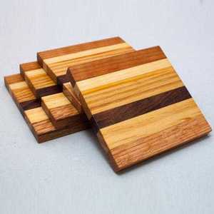 Wholesale Handmade Multi Color Wood <b>Coaster</b> Set Custom Engraved Square Wooden <b>Drink</b> <b>Coasters</b> for Table Heat Insulation <b>Coasters</b> - Product Image 1