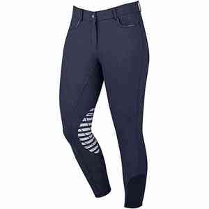 Pantalon d'équitation taille haute pour femme, color block, longueur intégrale, respirant, en Spandex et Nylon, avec braguette zippée et empiècement en mesh - Product Image 4