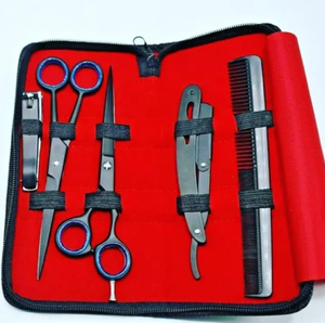 Kit de peluquería con espejo pulido, tijeras de entresacar, tijeras de acero inoxidable, kit de afeitado con peine en oferta - Product Image 5