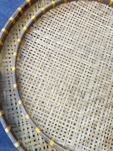 Sifting Tray Set of 2 Round Handmade for Farm Produce Kitchen Farmhouse Grains Natural Smoked Bamboo Seeds - Product Image 4