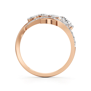 Bague de fiançailles et de mariage de luxe en or rose 18 carats avec diamant taille poire et pierres multiples pour femme - Product Image 3