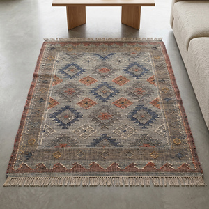 Handcrafted Handwoven Jute <b>Rug</b> Multicolor Tribal Geometric Pattern Modern Anti-Slip <b>Thick</b> Medium <b>Pile</b> Fringed Area Carpet Living - Product Image 1