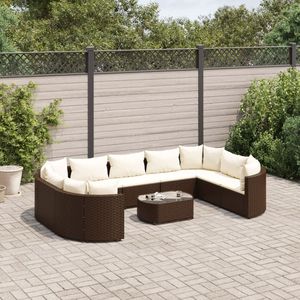 Ensemble de 10 canapés de patio marron et blanc crème pour la détente en jardin - Product Image 1