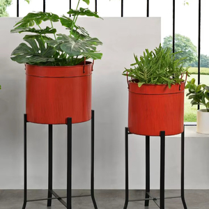 Pot de fleurs en métal style industriel, durable, pour intérieur, extérieur, jardin, balcon, terrasse, décoration de la maison - Product Image 1