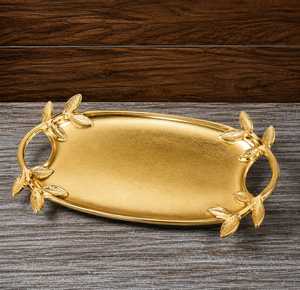 Luxury <b>Gold</b> Decorative <b>Serving</b> <b>Tray</b> with Handles Elegant Metal Vanity <b>Tray</b> for Home Decor & Wedding - Product Image 6