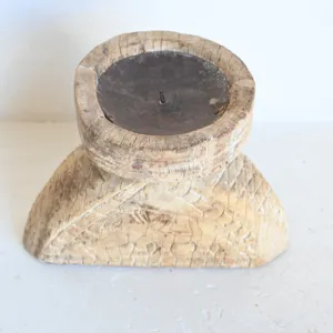 Vintage Hand Carved Wooden Candle Holder Stand Rustic Farmhouse <b>Table</b> Centerpiece Decorative Home Decor for Living Room Bedroom - Product Image 2