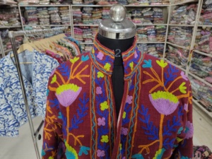 Hand Embroidered Cotton <b>Velvet</b> <b>Jacket</b> for <b>Women</b> Full Sleeve Mandarin Collar Floral Pattern Winter Party Outerwear Elegant Gift - Product Image 2