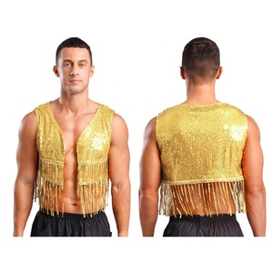Gilet de cow-boy à paillettes pour hommes, costume de discothèque pour clubwear, fête disco <span class=keywords><strong>vintage</strong></span>, festival de musique, tenue quotidienne. - Product Image 4