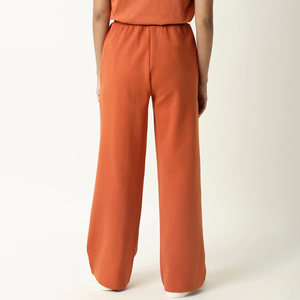Pantalon évasé orange taille élastique de haute qualité pour femme, coupe large, en maille douce, décontracté, écologique - Product Image 2