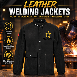 Veste de soudeur en cuir marron MBAANI, ignifuge, imperméable, manches en polyester, fermeture boutonnée, poche pour respirateur, vêtements de travail de sécurité - Product Image 6