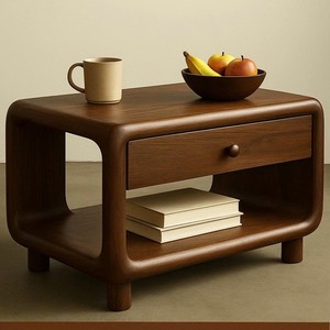 Table basse en bois massif avec tiroir Table centrale en bois sculptural à bord vivant faite à la main en bois naturel Table de déclaration décor à la maison - Product Image 4