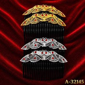Elegante Peineta de Acetato con Diseño de Hojas y Decoración de Diamantes de Imitación A-32143, Accesorio de Alta Calidad para el Cabello de Novia - Product Image 3